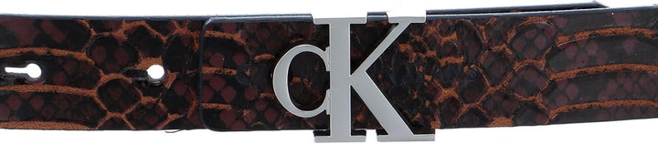 Calvin Klein CKJ Reversible Skinny Mono Belt W100 Snake Chocolate/Logo