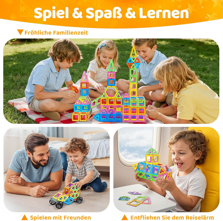 Magnetische Bausteine 120 Teile Konstruktion, Magnetbausteine Magnetspielzeug Magnete Kinder, Magnet