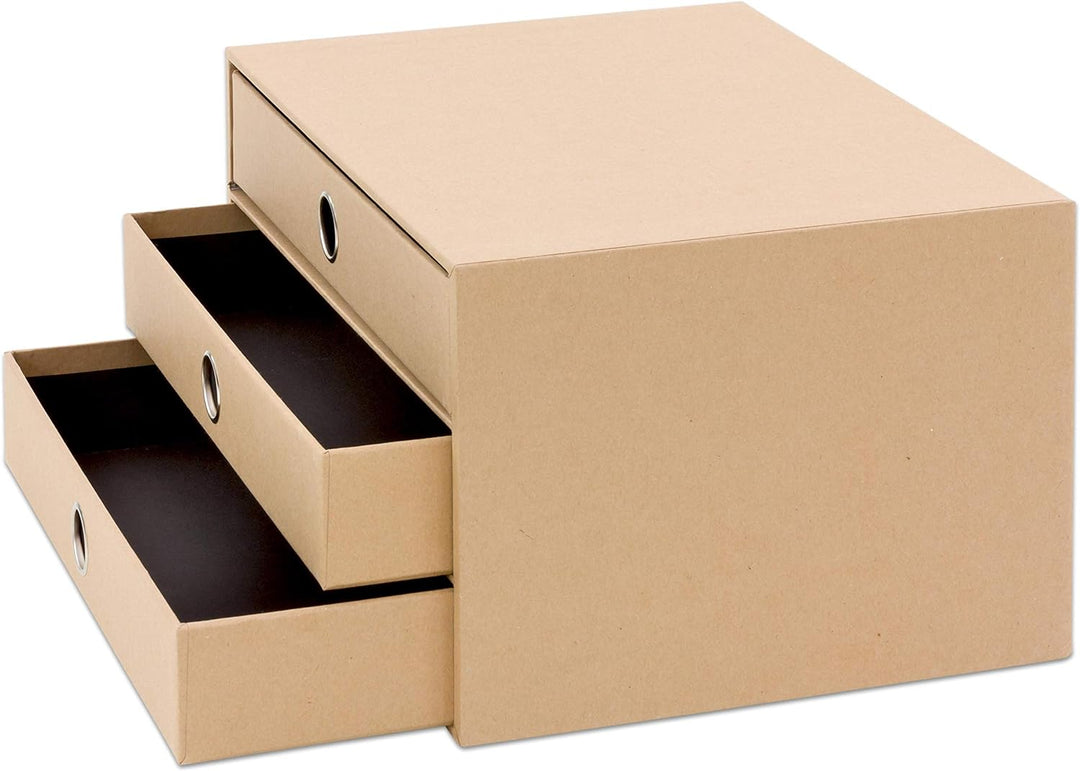 Rössler 1524452623 - S.O.H.O. 3er Schubladenbox für DIN A4, mit Griffloch, Kraft, 343 x 250 x 185 mm
