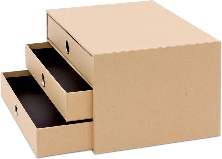 Rössler 1524452623 - S.O.H.O. 3er Schubladenbox für DIN A4, mit Griffloch, Kraft, 343 x 250 x 185 mm