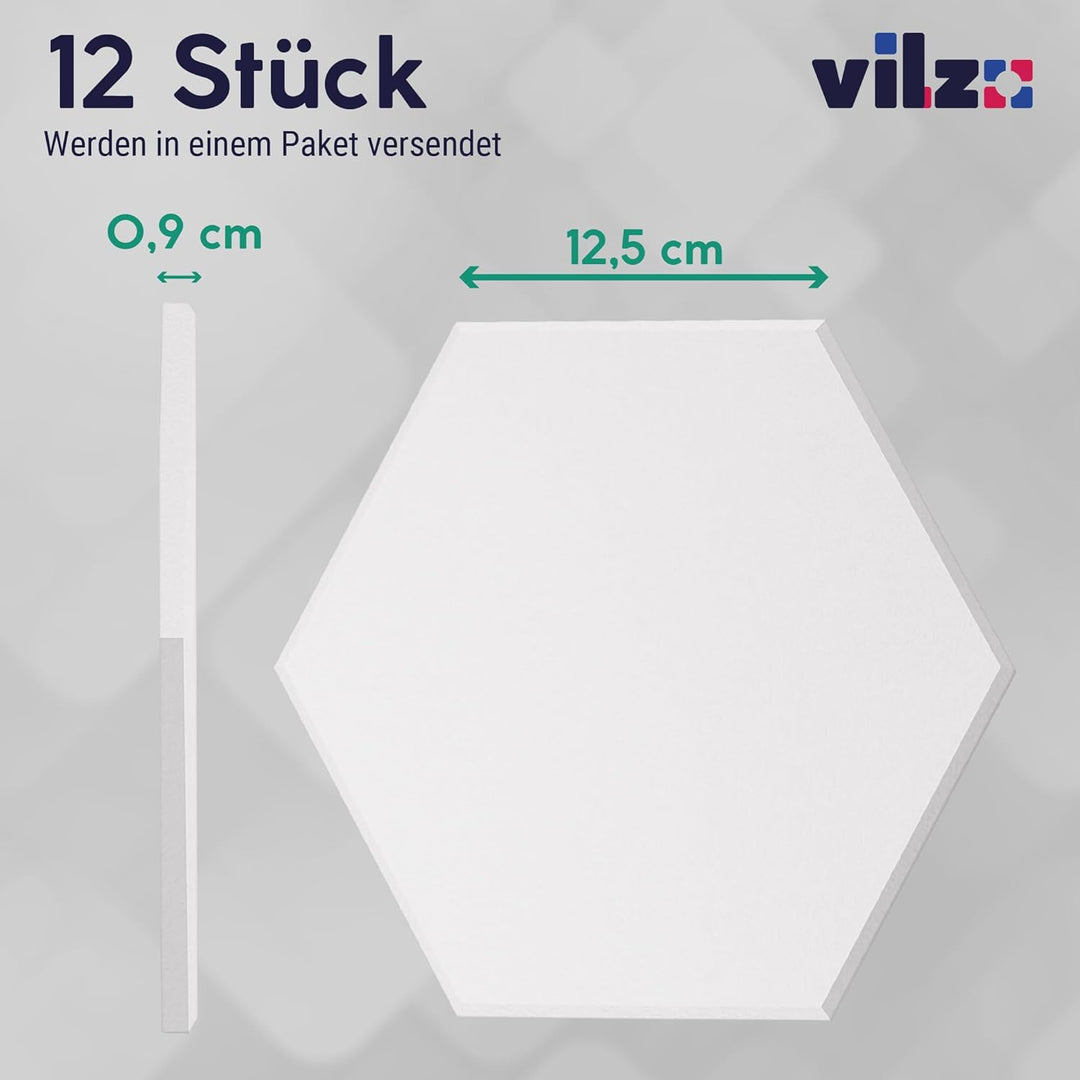 vilz Hexagon Akustikplatten selbstklebend 12 Stück aus recyceltem Filz - Hexagon Wandpaneele Schalli