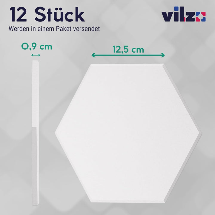 vilz Hexagon Akustikplatten selbstklebend 12 Stück aus recyceltem Filz - Hexagon Wandpaneele Schalli