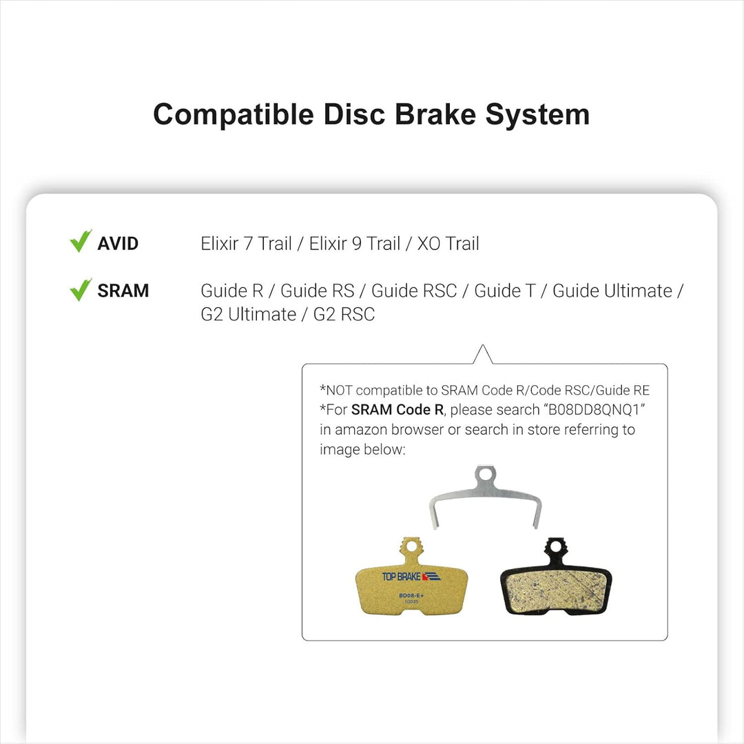 Top Brake Scheibenbremsbeläge Fahrrad für AVID Elixar 7 Trail/Elixir 9 Trail/XO Trail SRAM G2,Guide