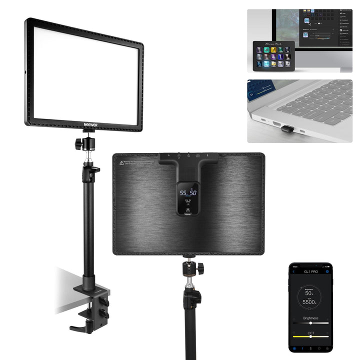 NEEWER GL1 PRO 15,5" Key Light Streaming Licht, Video Licht mit 2,4G, Mac, PC Steuerung und iOS Andr