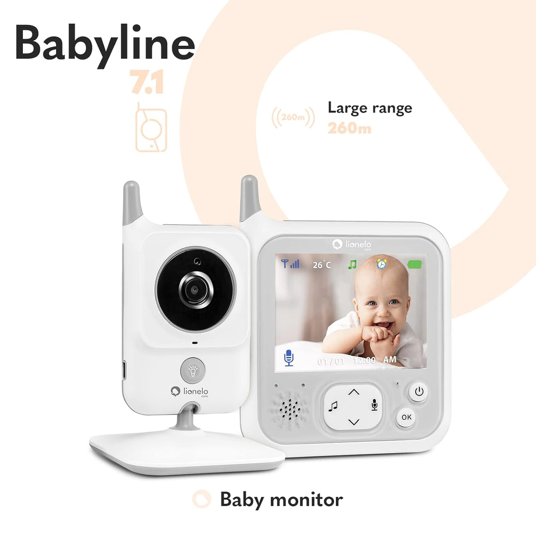 LIONELO Babyline 7.1 Babyphone mit Kamera und Empfänger, Reichweite bis zu 260 m, Kommunikation in b