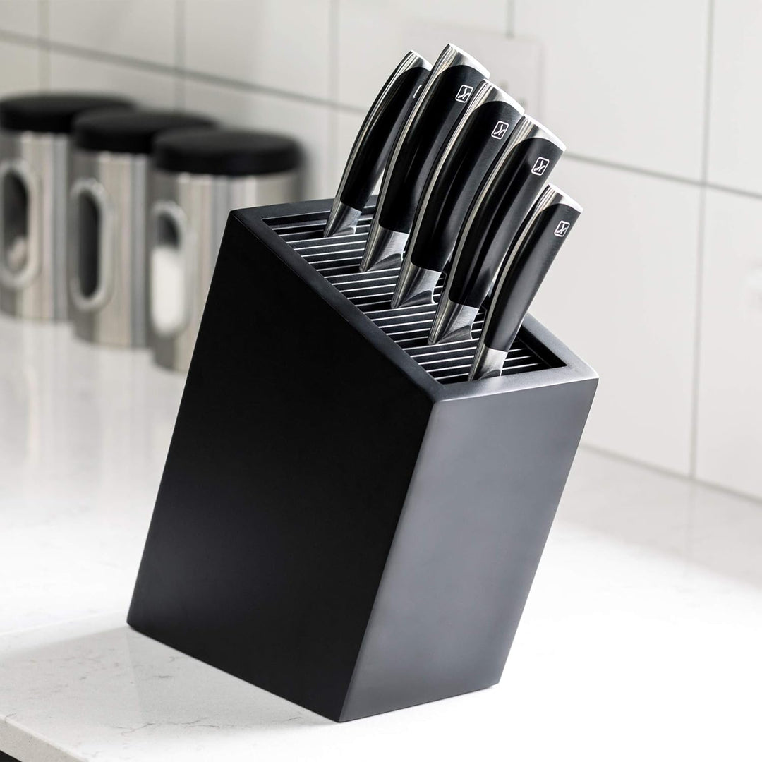 Rockingham Forge Messerblock, Kunststoff, Schräges Design, Leeres Messerblock, Schwarz