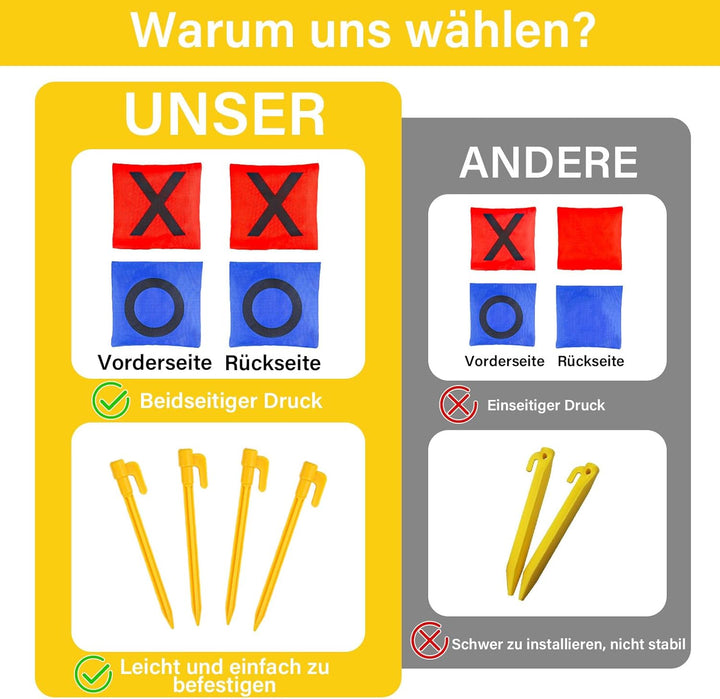 Riesiges Tic Tac Toe, Sitzsack-Wurfspiele für Kinder und Erwachsene, Outdoor-Spielset, Nylon, Gelb,