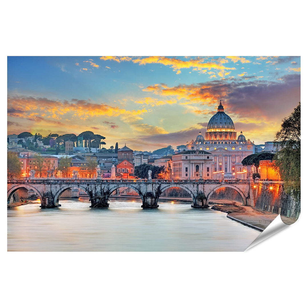 islandburner XXL Bild Poster Vatikan Rom Sonnenuntergang Premium Bilder Fotodruck Poster 90x60cm, Po