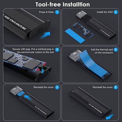 USB 3.0 auf NVME M-Key M.2 NGFF SSD Externer PCBA Conveter Adapter mit Flash Disk Case NVME 2280-BOX