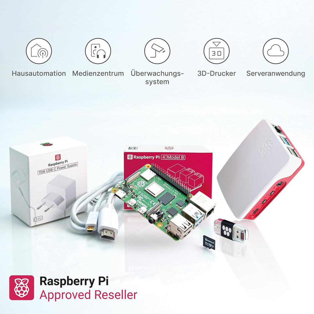Raspberry Pi 4 Starterkit (2 GB RAM) Komplett-Set von BerryBase, MicroSD-Karte mit Raspberry Pi OS,