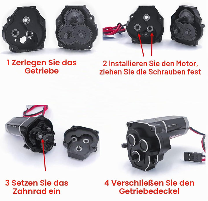 Runup Metallgetriebe Montage-Getriebe mit internen Zahnrädern für 1/18 RC Crawler Auto TRX4M 9791 Br