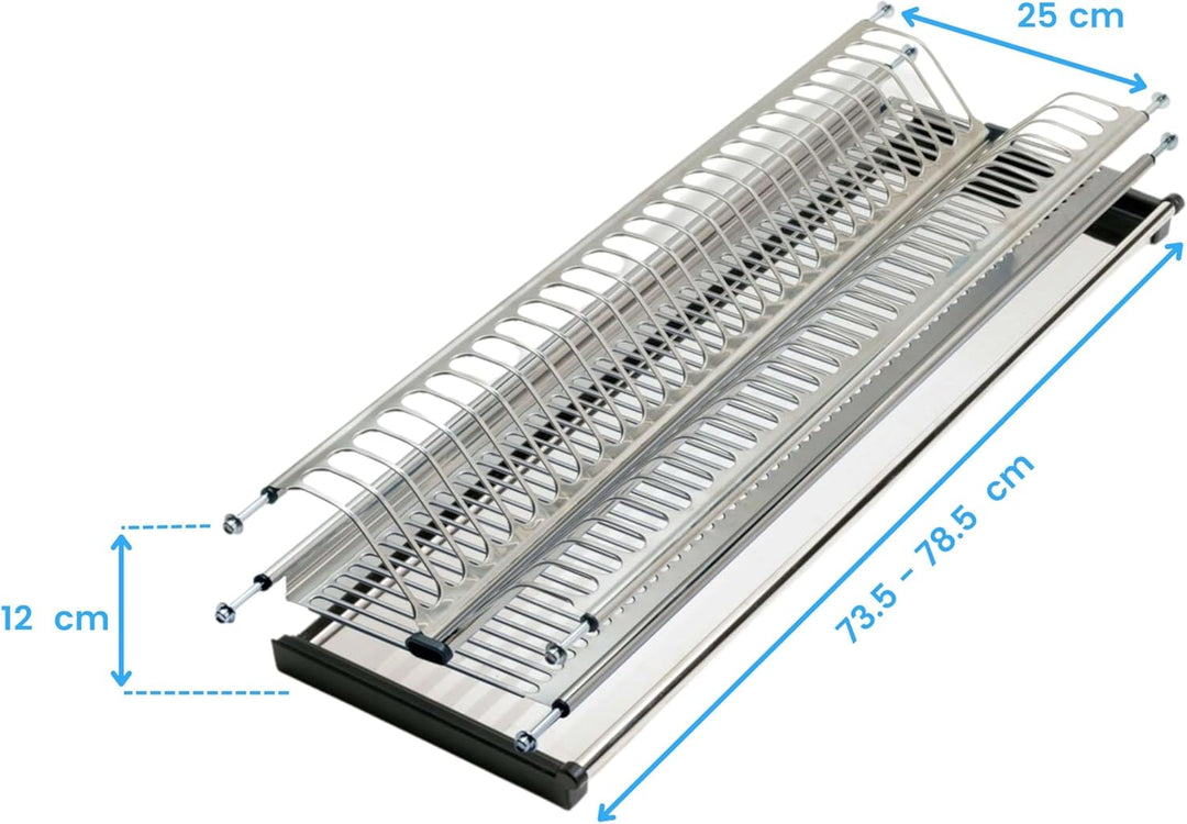 Emuca - Abtropfsystem für das Geschirr, Schranktiefe 80cm, geschirrständer, Innenbreite des Moduls z
