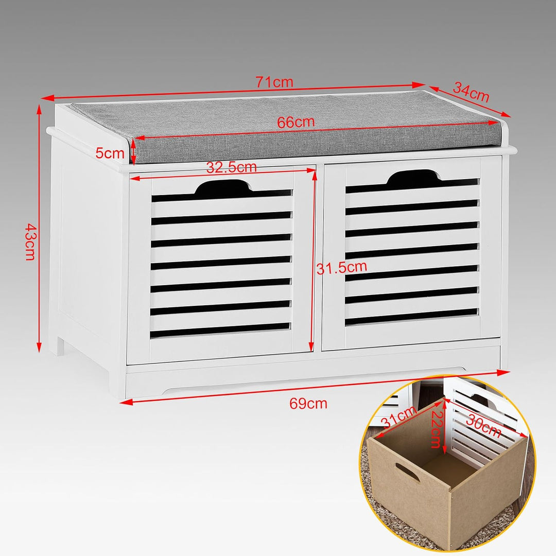 SoBuy Wandgarderobe-Set Flurset Flurmöbel Schuhbank mit Sitzfläche Flurgarderobe FSR23-K-W+FRG282-W