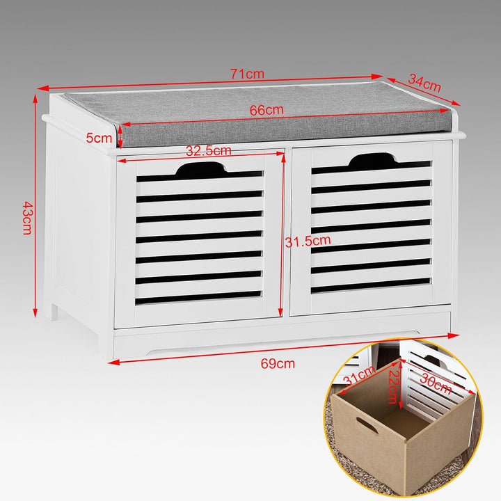 SoBuy Wandgarderobe-Set Flurset Flurmöbel Schuhbank mit Sitzfläche Flurgarderobe FSR23-K-W+FRG282-W