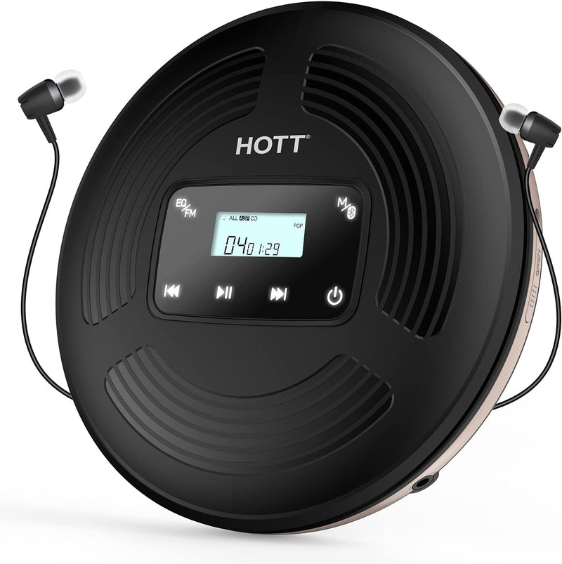 HOTT CD903TF CD Player tragbar wiederaufladbarer CD Player Bluetooth mit FM-Transmitter geeignet für