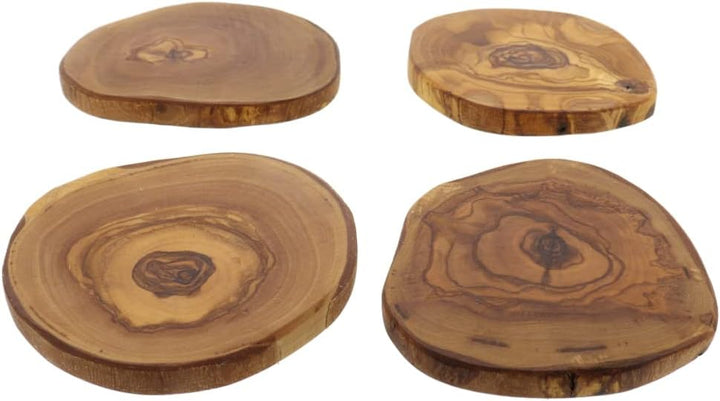 HOFMEISTER® Untersetzer 4er Set Olivenholz - Glasuntersetzer aus Holz aus 4 Olivenholzscheiben - Nat