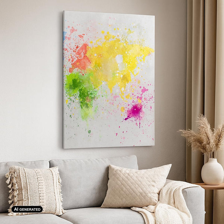 Bilder auf Leinwand Karte Welt modern Leinwandbild mit Rahmen 45x80cm Wandbilder Dekoration Wohnzimm