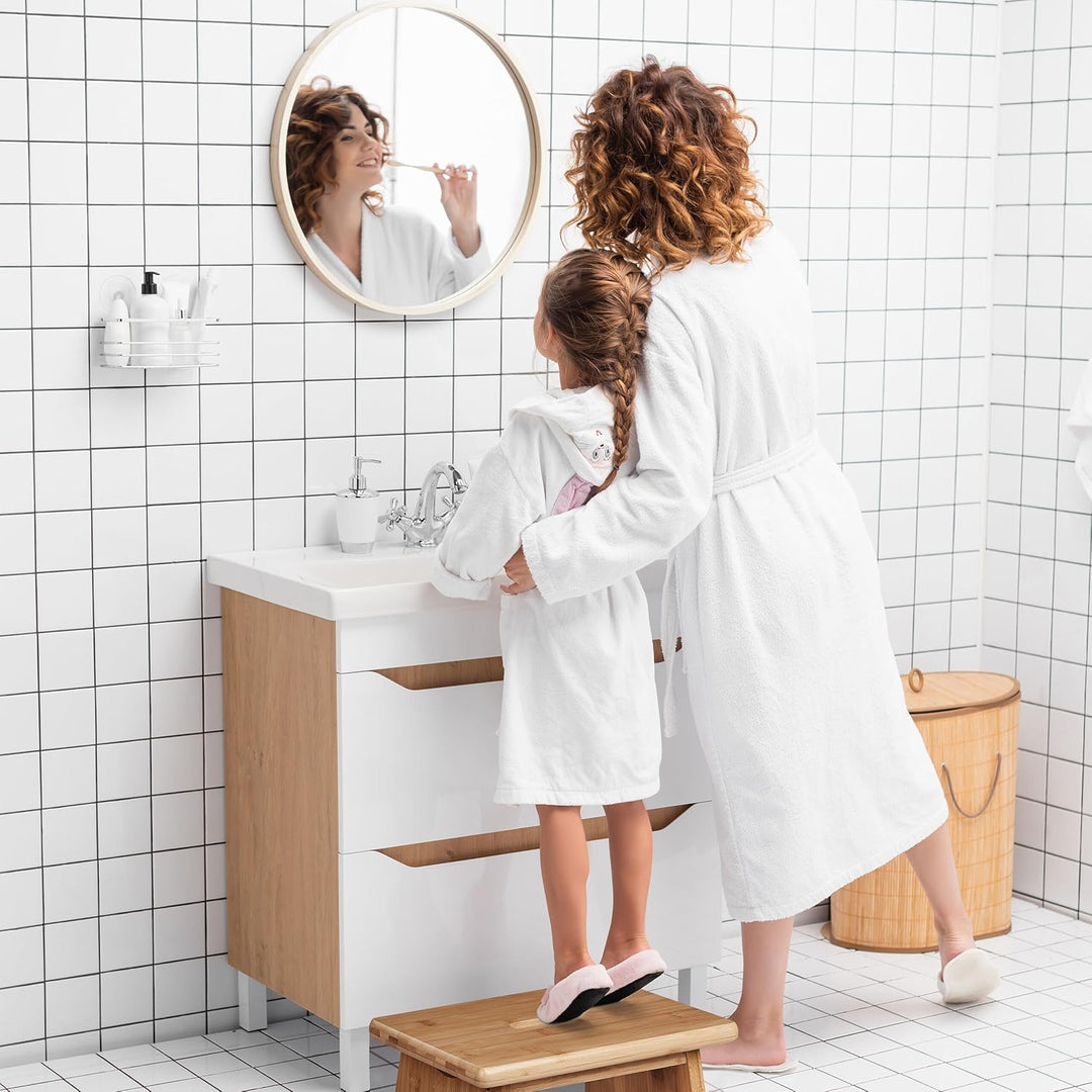 Relaxdays Fussbank Bambus, bis 100 kg, Stabiler Tritthocker, HBT: 20x33x21,5 cm, Kinderhocker Bad, G