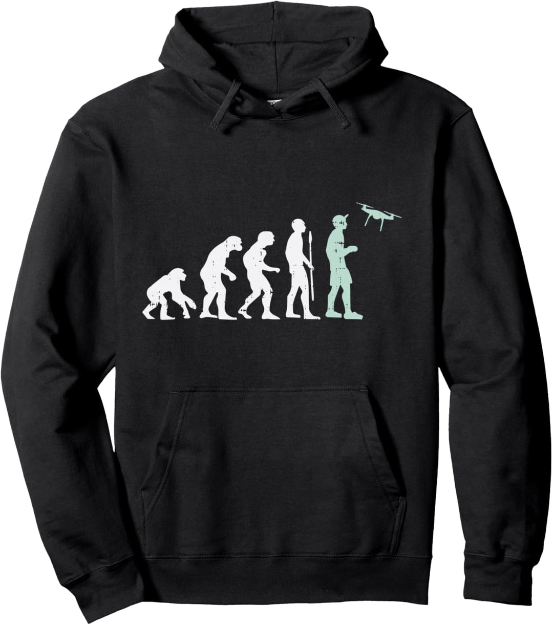 Drone Pilot Evolution Funny Quadcopter FPV UAV Flyer Gift Pullover Hoodie