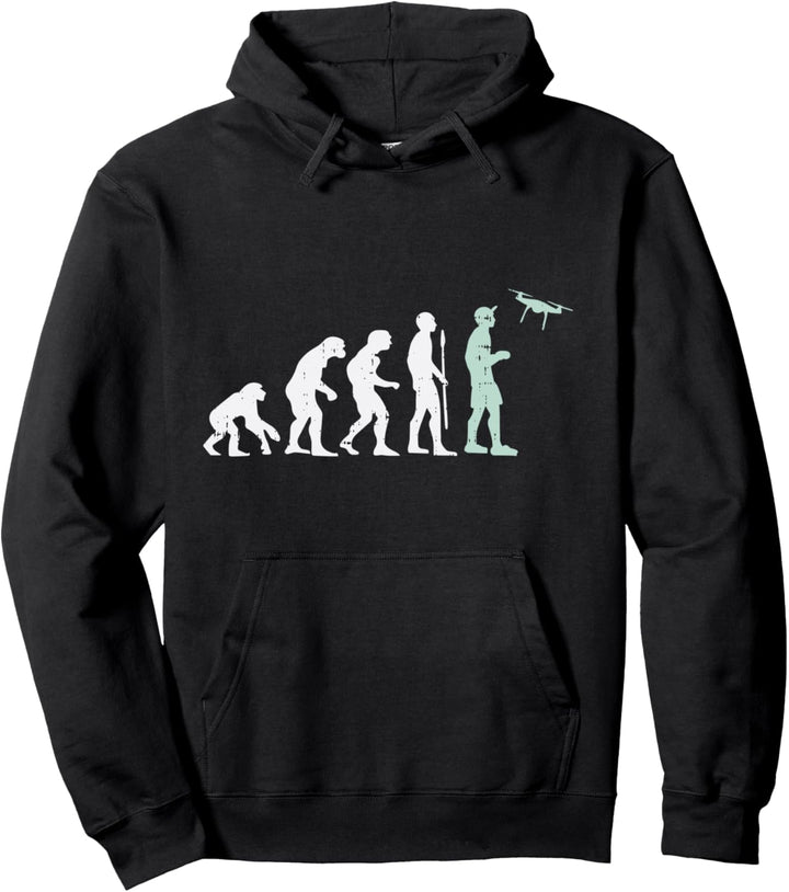 Drone Pilot Evolution Funny Quadcopter FPV UAV Flyer Gift Pullover Hoodie
