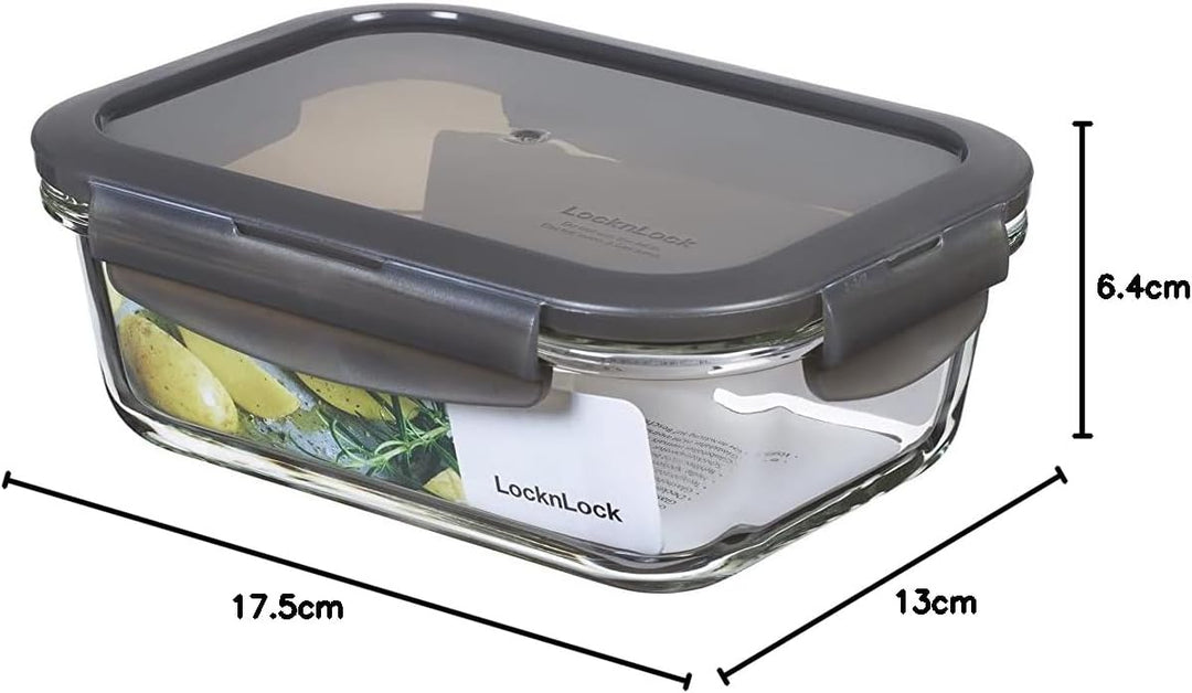 LocknLock OVEN GLASS Frischhaltedosen Glas mit Deckel | 630 ml | 175 x 130 x 64 mm | Kühlschrank, Ge