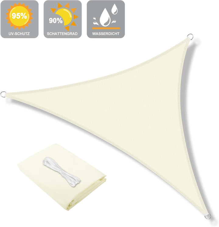 LOVE STORY Sonnensegel Dreieckig 2.5x2.5x2.5m Wasserdicht UV95% für Garten 2.5x2.5x2.5m Cremeweiss,