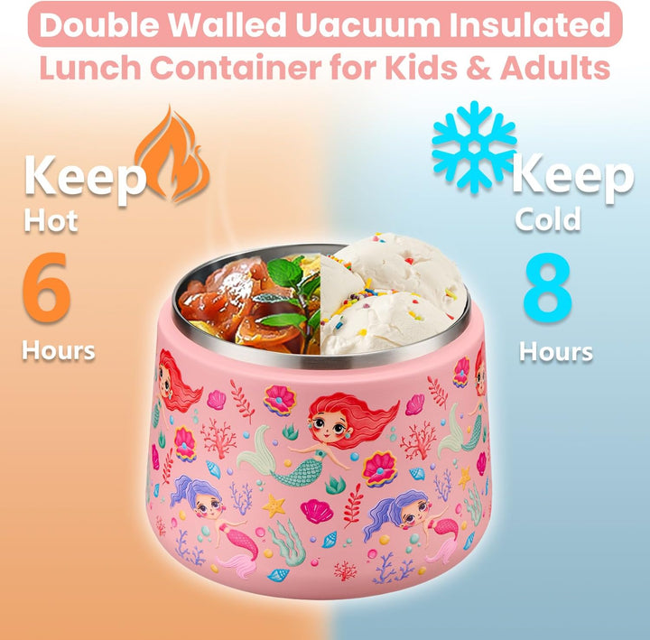Itslife Thermobehälter für Essen 420ml, Warmhaltebehälter Essen Edelstahl mit Deckel und Löffel, The