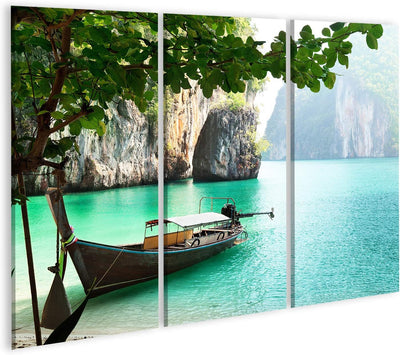 Bild auf Leinwand Langes Boot Auf Die Insel In Thailand Wandbild Poster Kunstdruck Bilder Format: 13