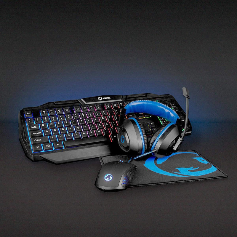 NEDIS - Gaming-Combo-Kit - 4-in-1 - Tastatur, Headset, Maus und Mousepad - 5 V 0.5 A - Rechtshändig