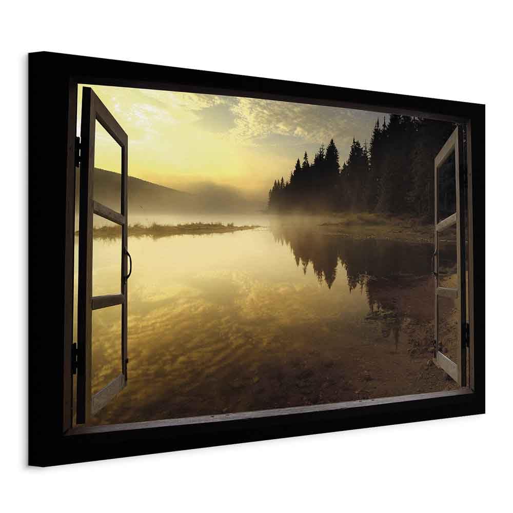 murando - Bilder Fensterblick 90x60 cm Vlies Leinwandbild 1 tlg Kunstdruck modern Wandbilder XXL Wan