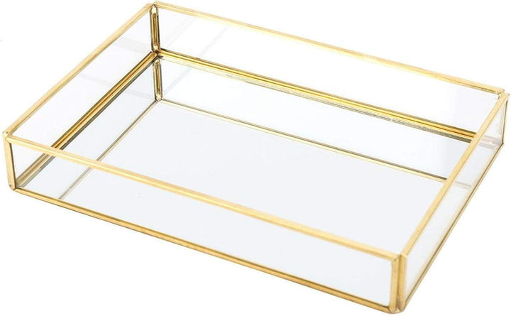 Yosoo Health Gear Elegante Glas Aufbewahrungsbox, Vintage Design, Gold Metallrahmen, Schmuck und Kos