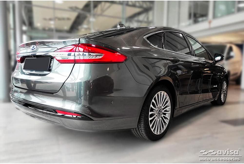 Avisa Schwarz Edelstahl Heckstossstangenschutz kompatibel mit Ford Mondeo V Hatchback/Limousine 2014
