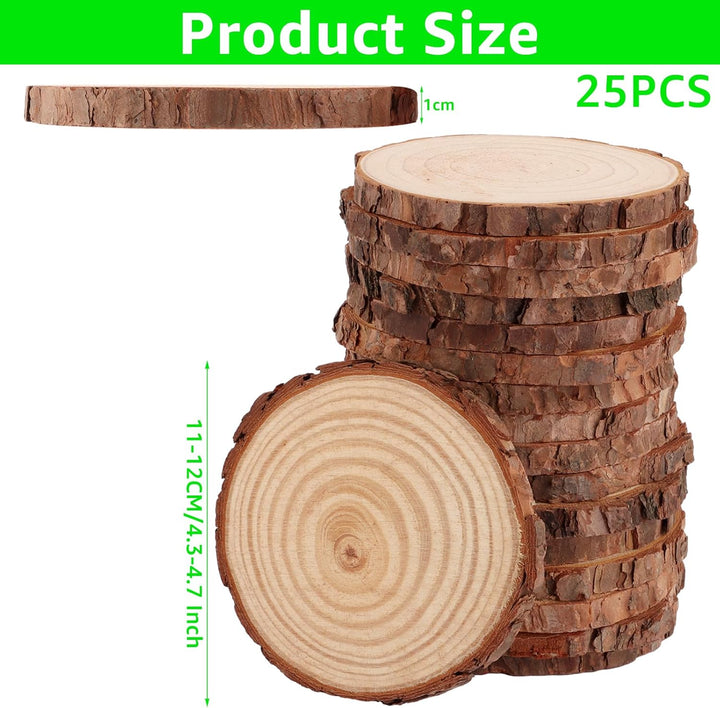 25 Stück Holzscheiben 11-12 cm Baumscheiben ohne Loch, Runde Holzscheibe, Baumscheibe Klein, Holzsch