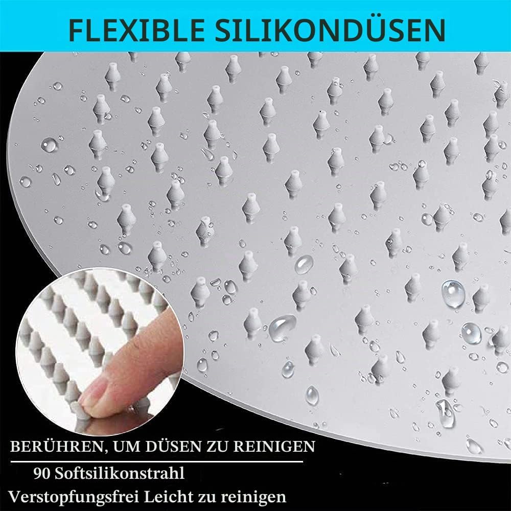 Duschkopf Regendusche 20cm, Regenduschkopf 8 Zoll Rund aus Edelstahl, Selbstreinigende Regendusche B