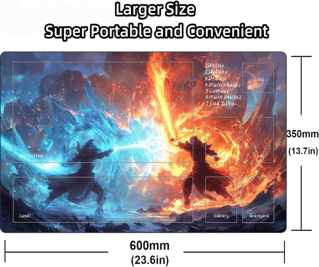 TCG MTG Spielmatte 24 × 14 - Premium-Spielmatte mit genähtem Rand mit glatter Stoffoberfläche und ru