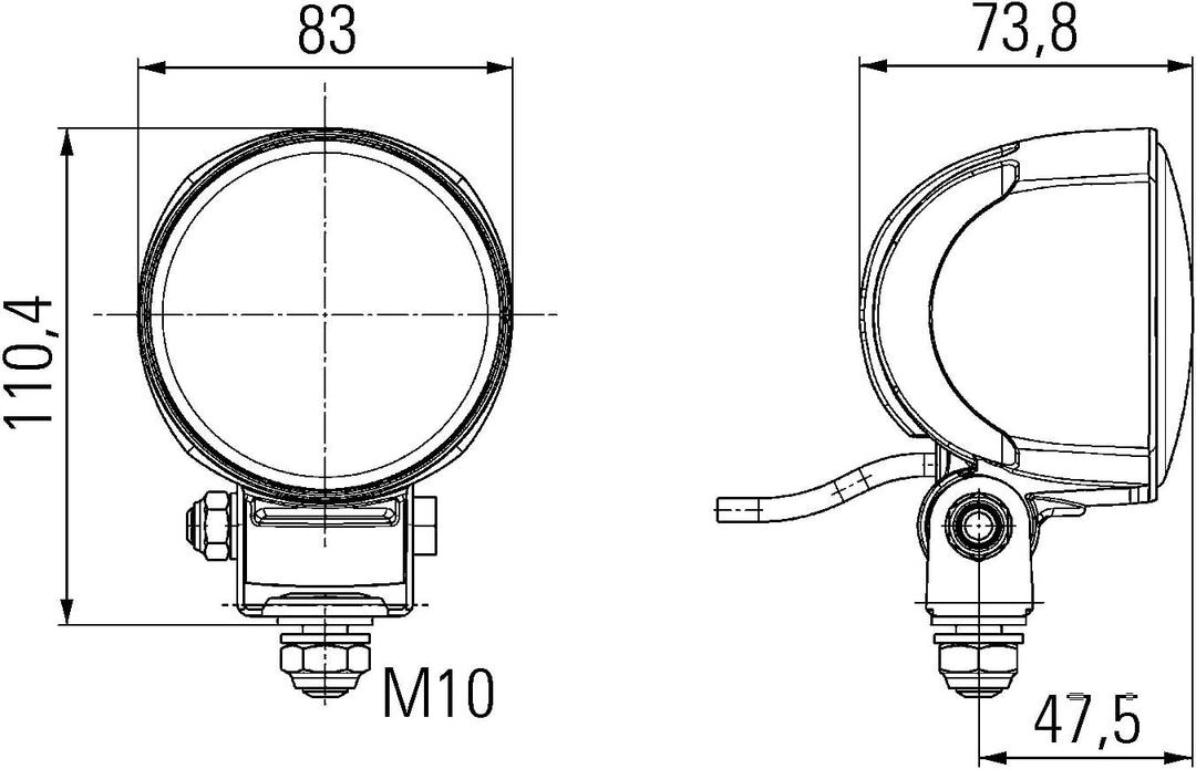 HELLA - LED-Arbeitsscheinwerfer - Modul 70 Gen. III - 24/12V - 1G0 996 276-701 mit 2000mm Anschlussl