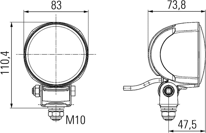 HELLA - LED-Arbeitsscheinwerfer - Modul 70 Gen. III - 24/12V - 1G0 996 276-701 mit 2000mm Anschlussl