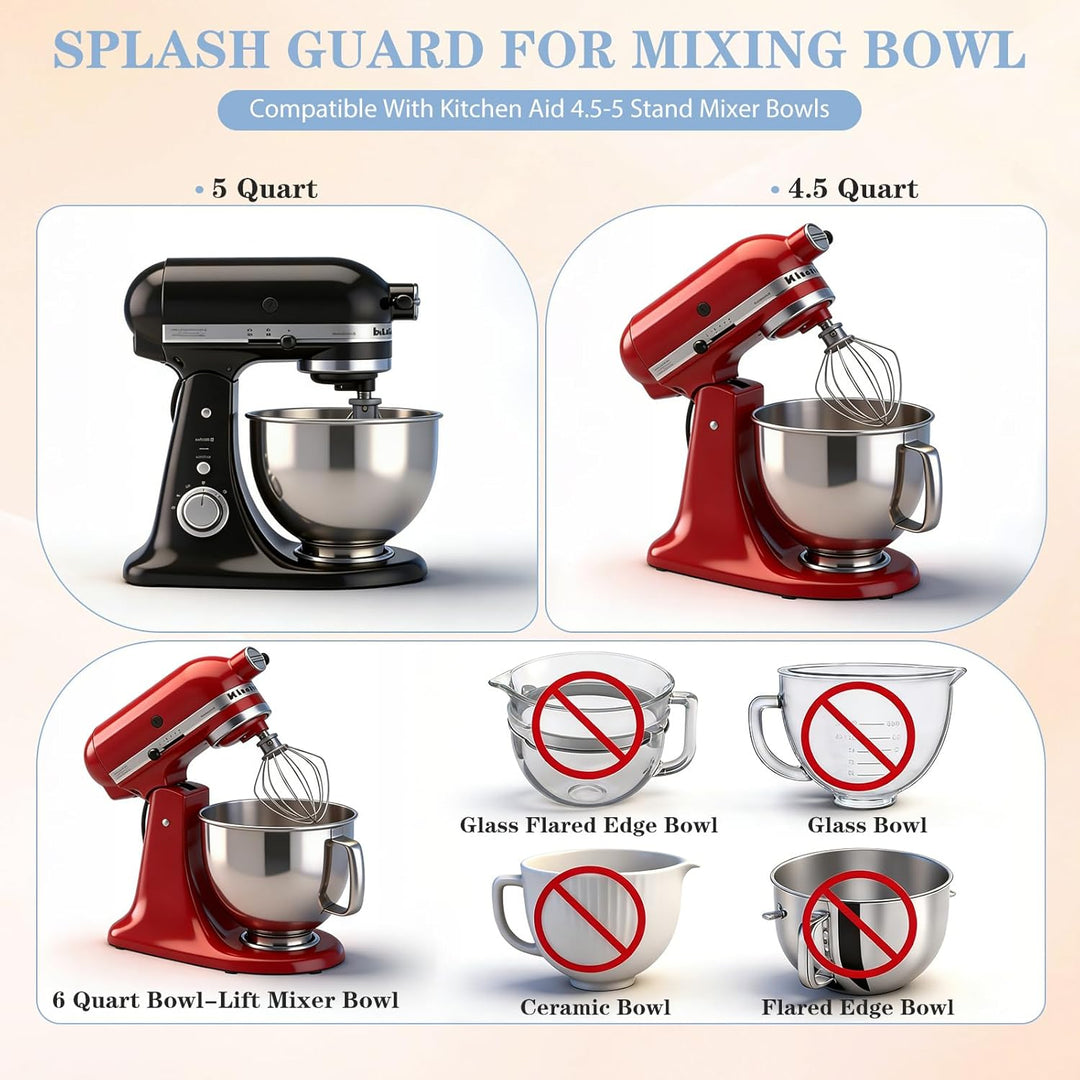 Mixer Mehl Trichter Spritzschutz Kompatibel mit KitchenAid 3-in-1 Standmixer Zubehör mit faltbarem M
