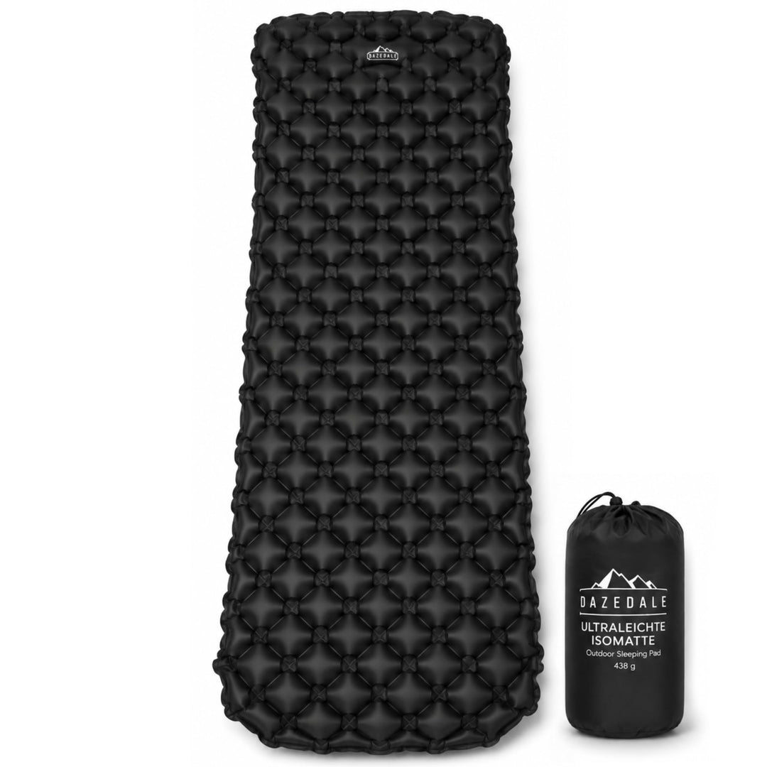 Isomatte Camping [Luftmatratze Ultraleicht mit 438g] Matratze mit Druckknöpfen zum verbinden, Schlaf