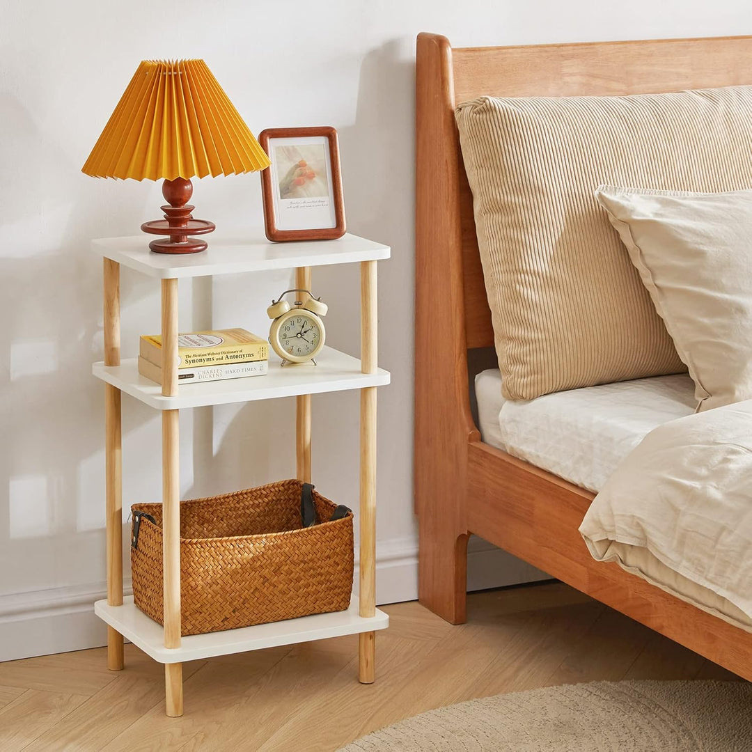 IBUYKE Holz Beistelltisch, Nachttische mit 3 Ebenen, 39x29x68.5cm, Couchtisch, Sofatisch, für Schlaf