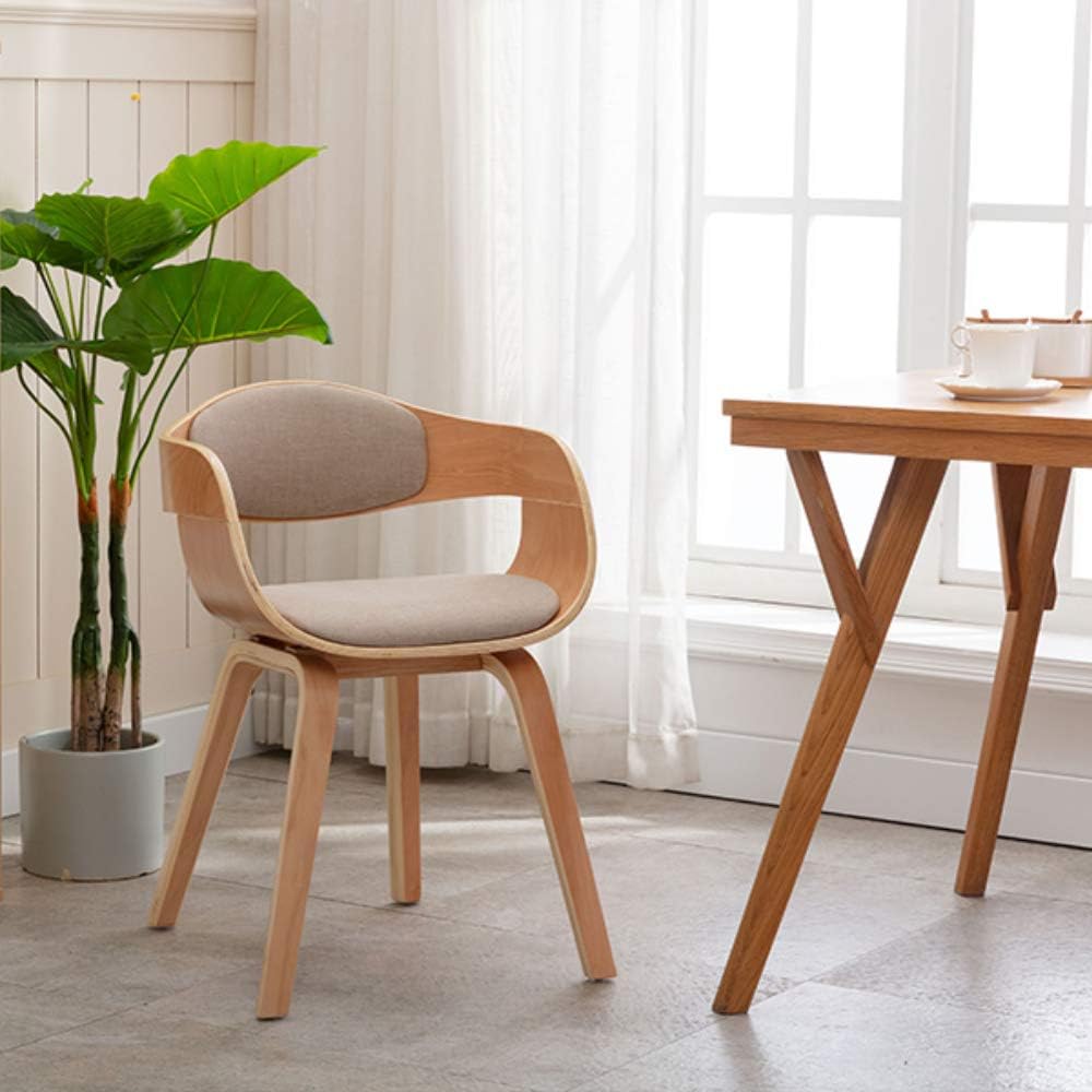 Mingone 2er Set Esszimmerstühle Holz Küchenstühle Designer Stühle mit Leinen Sessel Gepolsterte mit