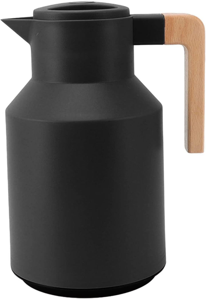 1 L Kaffee Isolierkanne, Kaffee Thermokanne mit Deckel und Holzgriff, Doppelwandige Vakuum Wärmespei