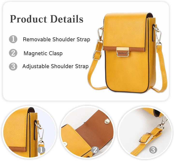PORRASSO Handy Umhängetasche Damen Mode Handytasche Mädchen Schultertasche PU Geldbörse Crossbody Ba