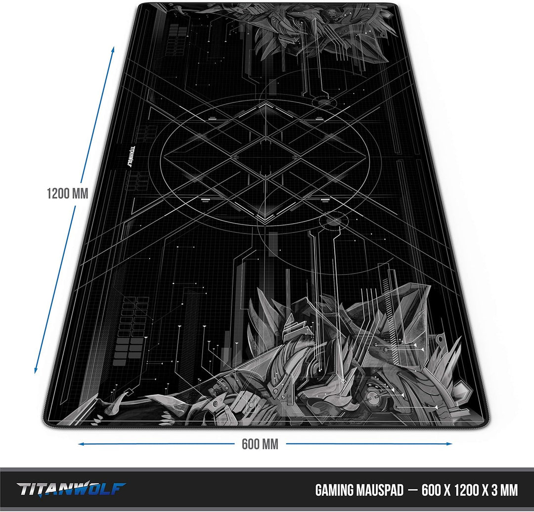 CSL - Übergrösse Mauspad Gaming Titanwolf 1200x600mm - XXXL Mousepad gross mit Motiv - Tischunterlag