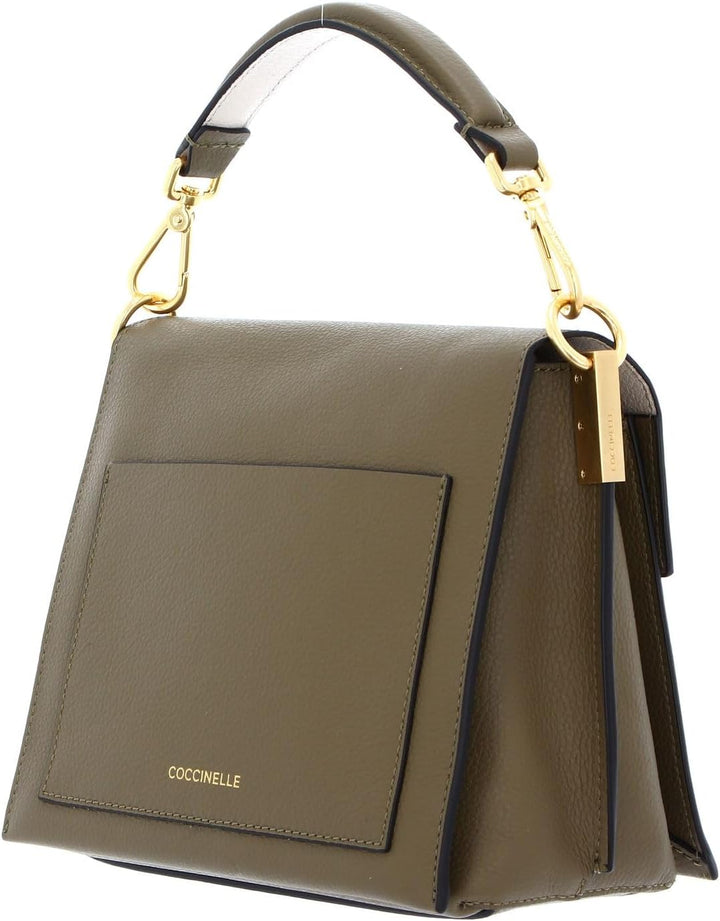 Coccinelle Louise Small Crossbody Moss Green/Lambskin White