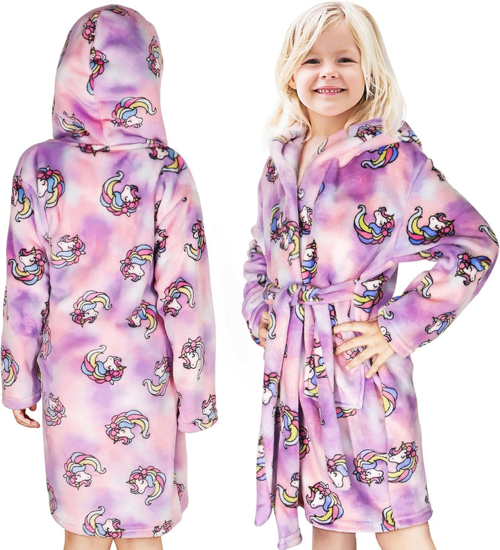 Bademantel Kapuze Kinder Morgenmantel Flanell Nachtwäsche Robe Frottee Lange Ärmel Weiche Schlafover