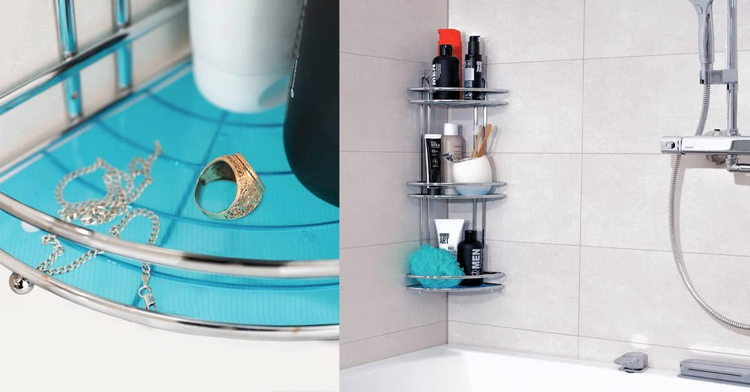 Tatkraft Kaiser | 10048 | Eckregal Badewanne, Dusche Eckregal | Stahl, Silber | Antibakteriell, Rost