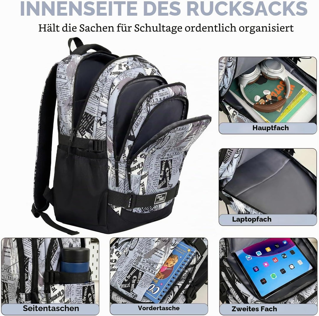 Amythe Schulrucksack Jungen Teenager, Rucksack Schule Gymnasium Oberstufe Schulranzen mit Laptopfach