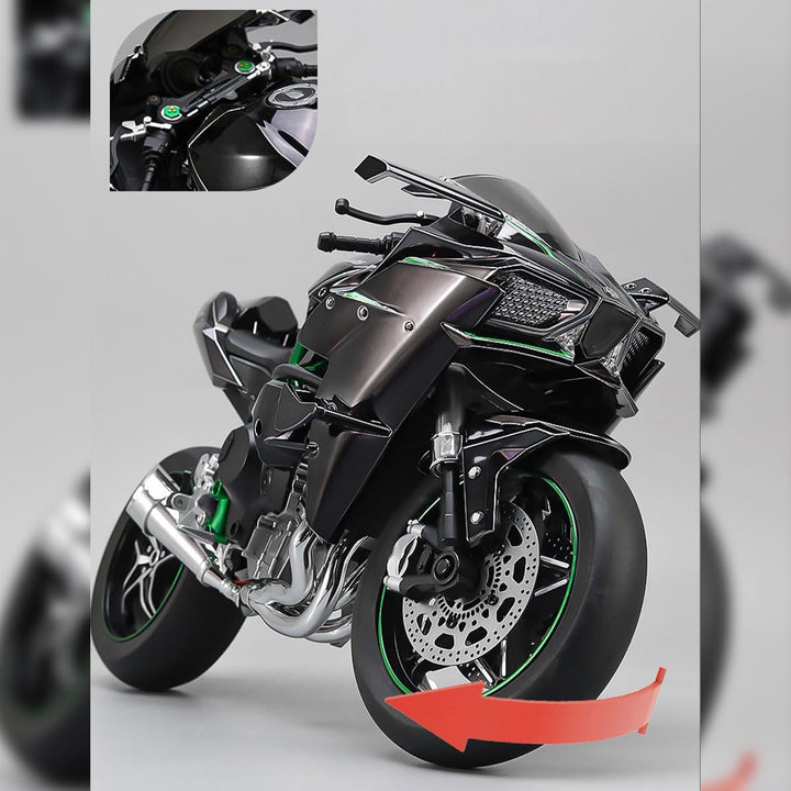 1/6 Legierung Dynamisches Motorrad Modell, Simulations Fahrrad mit Zündsystem Rauchspray, Kohlefaser