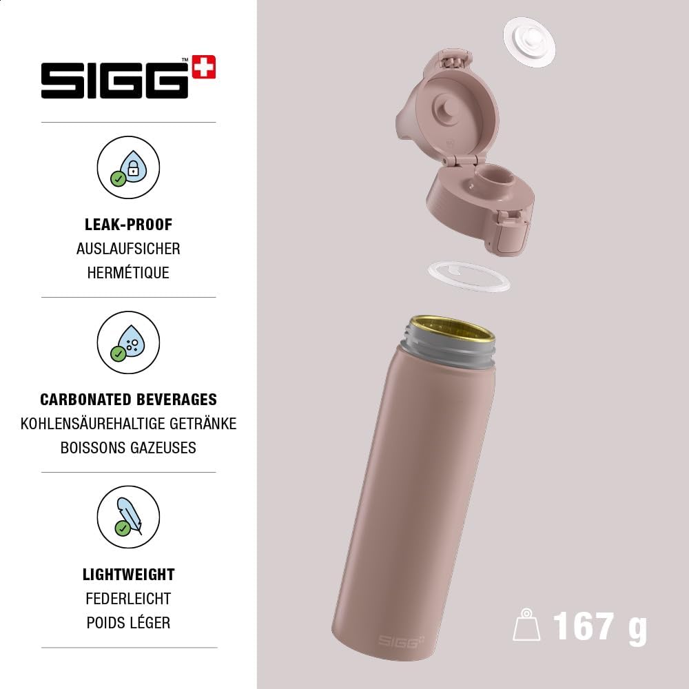 SIGG - Alu Trinkflasche - WMB ONE - Made in Switzerland - ClimatePartner - Kohlensäure geeignet - Au